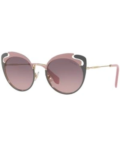 Shop Miu Miu Sunglasses, Mu 57ts 54 In Pale Gold/alabaster/grey / Pink Gradient Grey