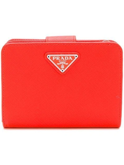 Shop Prada Logo Wallet - Red