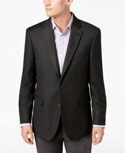 Shop Tommy Hilfiger Men's Modern-fit Th Flex Stretch Herringbone Sport Coat In Charcoal
