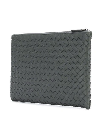 Shop Bottega Veneta Intrecciato Weave Clutch Bag In 8522 Grey