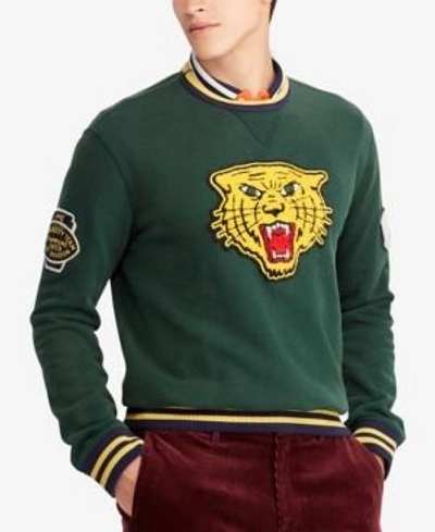Shop Polo Ralph Lauren Men's Fleece Varsity Wildcat Patch Sweatshirt In College Green