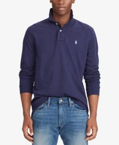 Shop Polo Ralph Lauren Men's Classic Fit Long Sleeve Mesh Polo In Newport Navy