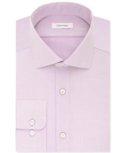 Shop Calvin Klein Steel Men's Classic-fit Non-iron Performance Herringbone Spread Collar Dress Shirt In Pink