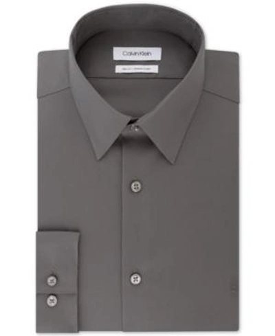 Shop Calvin Klein Men's Slim-fit Stretch Dress Shirt, Online Exclusive Created For Macy's In Grey