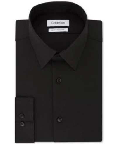 Shop Calvin Klein Men's Slim-fit Stretch Dress Shirt, Online Exclusive Created For Macy's In Black