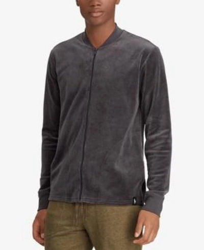 Shop Polo Ralph Lauren Men's Velour Full-zip Jacket In Grey