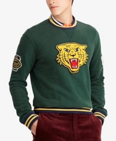 Shop Polo Ralph Lauren Men's Big & Tall Wild Cat Patch Fleece Sweatshirt In College Green