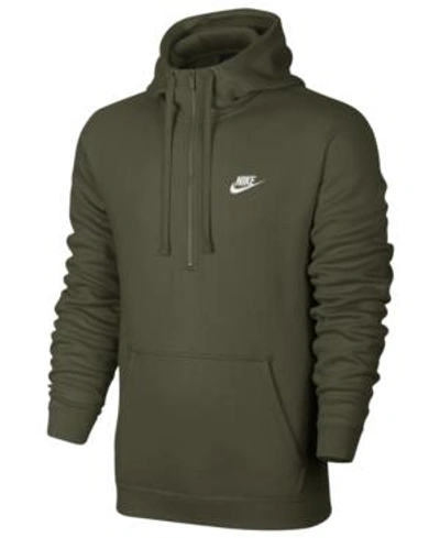 Shop Nike Men's Half-zip Hoodie In Olvcnv/whi