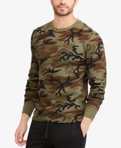 Men s Camo Print Waffle knit Thermal In British Olive Camo