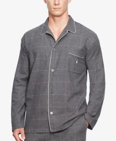 Shop Polo Ralph Lauren Men's Plaid Cotton Flannel Pajama Shirt In Charcoal Crsc