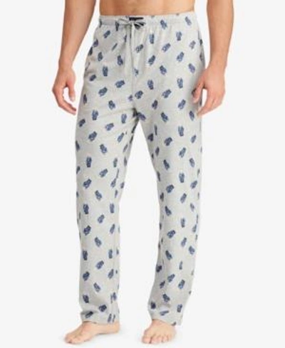 Shop Polo Ralph Lauren Men's Allover Polo Bear Cotton Pajama Pants In Andover Heather/be Polo