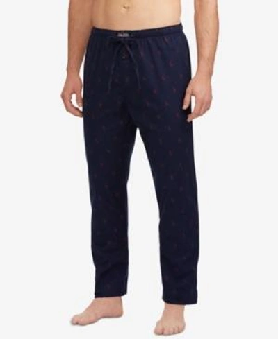 Shop Polo Ralph Lauren Men's Plaid Cotton Flannel Pajama Pants In Navy Hol Red