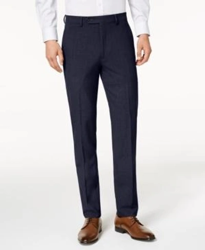 Calvin Klein Men's Slim-fit Stretch Blue/charcoal Birdseye Suit Pants In Navy