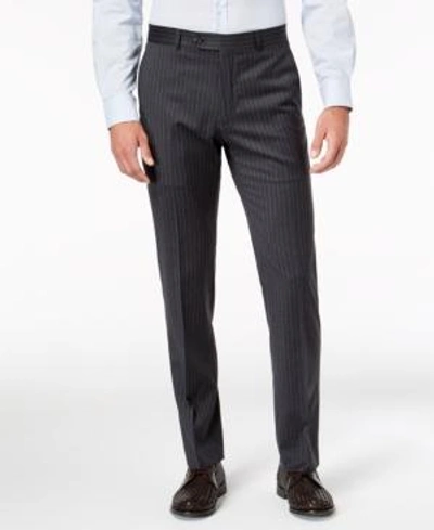 Shop Tommy Hilfiger Men's Slim-fit Th Flex Stretch Gray/white Stripe Suit Pants In Grey/white