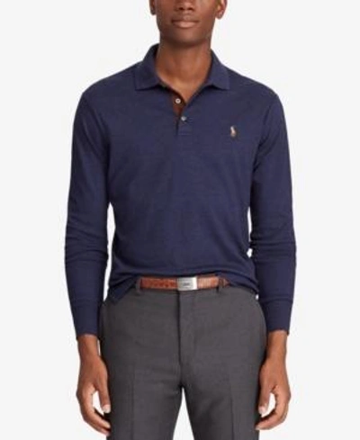 Shop Polo Ralph Lauren Men's Long Sleeve Cotton Classic Fit Polo In Spring Navy Heather