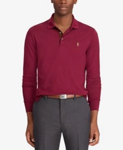 Shop Polo Ralph Lauren Men's Long Sleeve Cotton Classic Fit Polo In Classic Wine