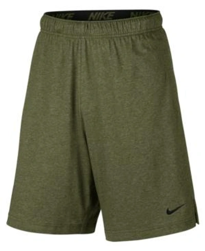 Shop Nike Men's 9" Dri-fit Cotton Jersey Training Shorts In Olive