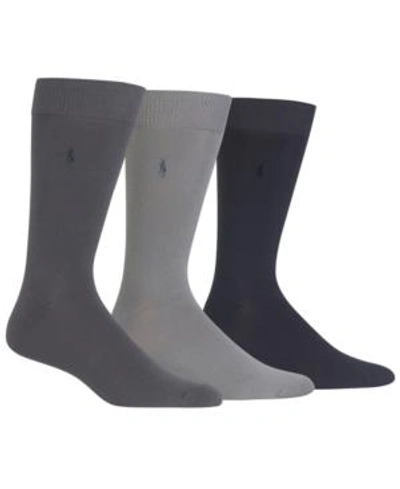 Shop Polo Ralph Lauren Men's 3 Pack Super-soft Dress Socks In Gray Assorted