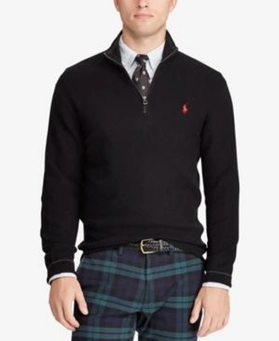 Shop Polo Ralph Lauren Men's Textured Quarter-zip Sweater In Black