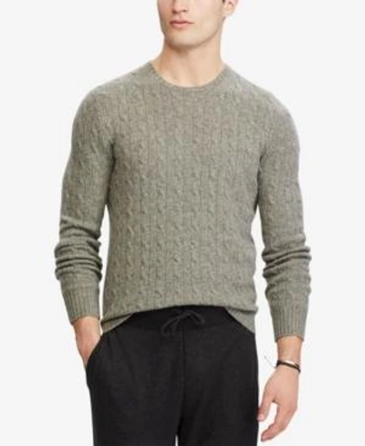 Shop Polo Ralph Lauren Men's Cable-knit Cashmere Sweater In Fawn Grey Heather