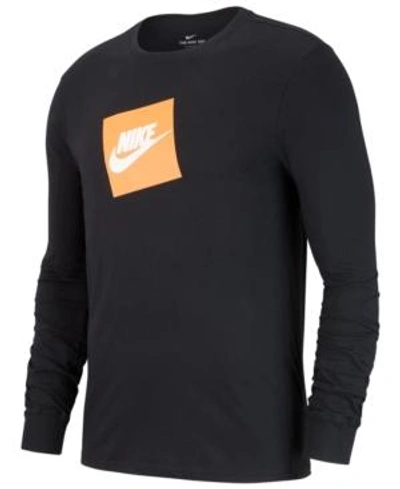 Shop Nike Men's Sportswear Futura Shoebox Logo Long-sleeve T-shirt In Black