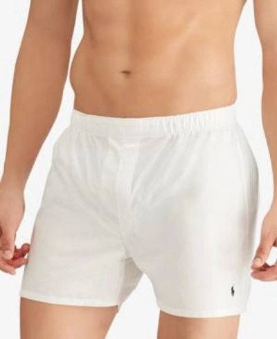 Shop Polo Ralph Lauren Men's 3-pk. Classic Woven Cotton Boxers In White/cruise Navy/black