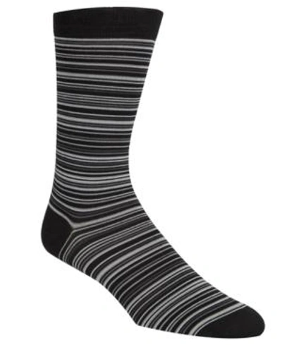 Shop Cole Haan Men's Multi Stripe Crew Socks In Black/grey