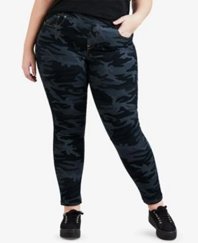 Shop Levi's Plus Size Camo-print Pull-on Skinny Jeans In Black Camo