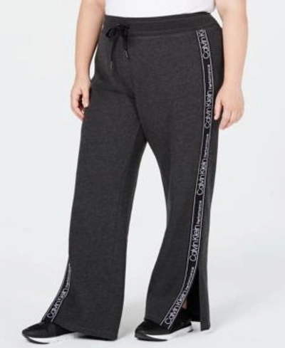 Shop Calvin Klein Performance Plus Size Vented Fleece Pants In Slate Heather