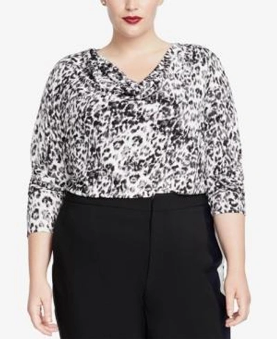 Shop Rachel Rachel Roy Trendy Plus Size Cowl-neck Top In Black Combo