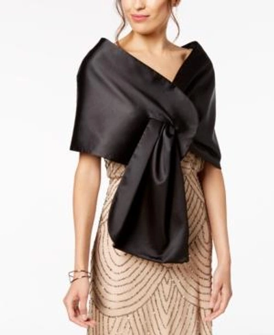 Shop Adrianna Papell Charmeuse Shawl In Black