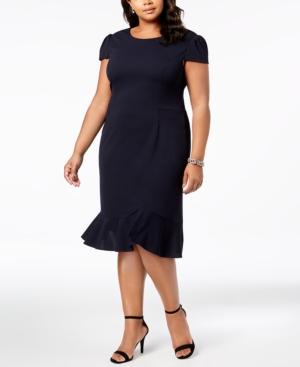 Betsey Johnson Plus Size Ruffled-hem Midi Dress In Navy | ModeSens