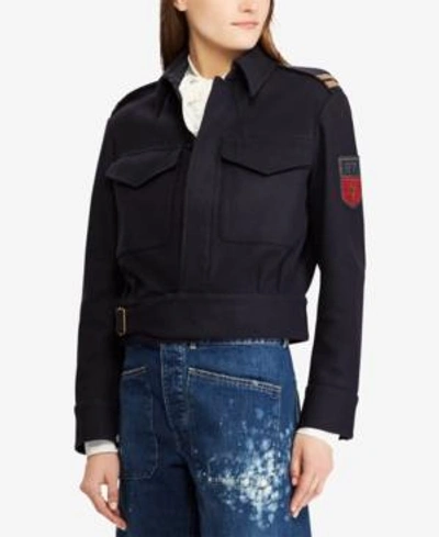 Shop Polo Ralph Lauren Embroidered Jacket In Aviator Navy