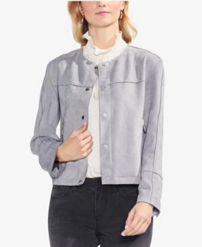Shop Vince Camuto Crew-neck Jacket In Luxe Grey
