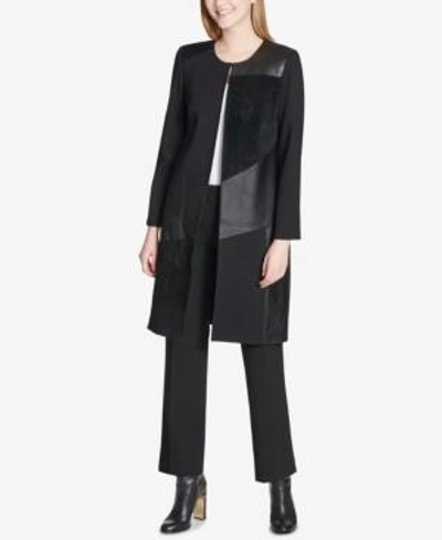 Shop Calvin Klein Mixed-media Topper Jacket In Black