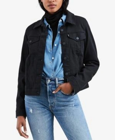 Shop Levi's Women's Original Denim Trucker Jacket In Soft Ultra Black
