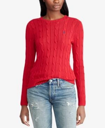 Shop Polo Ralph Lauren Cable-knit Cotton Sweater In True Red