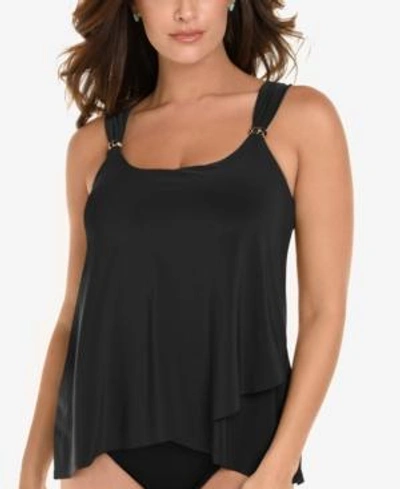 Shop Miraclesuit Razzle Dazzle Dazzle Underwire Asymmetrical-drape Tankini Top Women's Swimsuit In Black