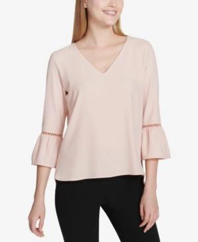 Shop Calvin Klein Bell-sleeve Top In Blush