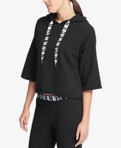 Shop Dkny Sport Cropped Fleece Logo Hoodie, Created For Macy's In Black