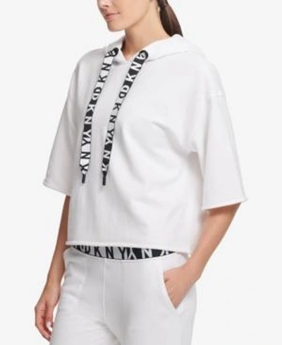 Shop Dkny Sport Cropped Fleece Logo Hoodie, Created For Macy's In White