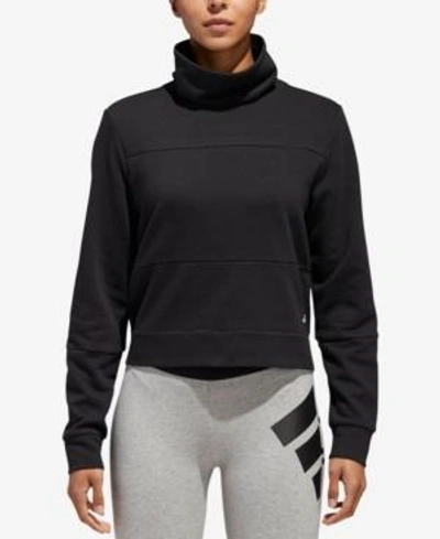 Shop Adidas Originals Adidas Sport 2 Street Funnel-neck French Terry Cropped Sweatshirt In Black