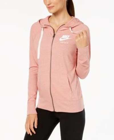 Shop Nike Gym Vintage Full-zip Hoodie In Rush Pink