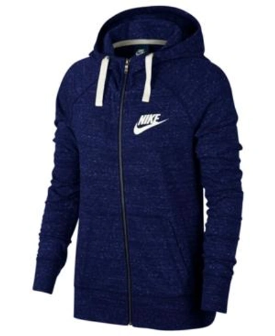 Shop Nike Women's Gym Vintage Full-zip Hoodie In Blue Void