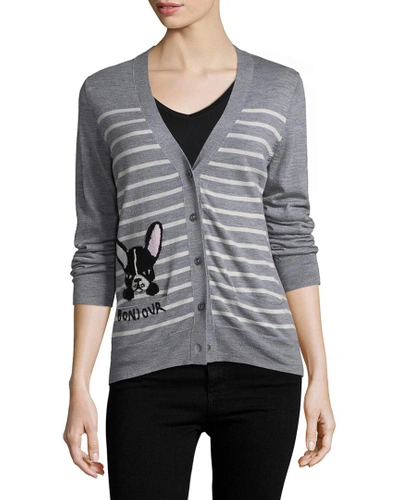 Shop Kate Spade Striped Frenchie Cardigan In Nocolor