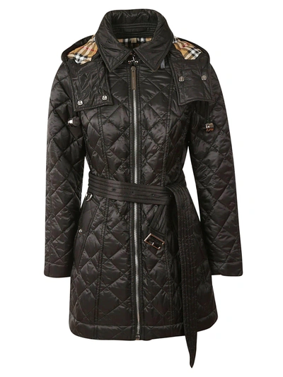 Shop Burberry Baughton Quilted Hooded Coat
