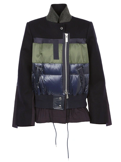 Shop Sacai Jacket In Navy Khaki