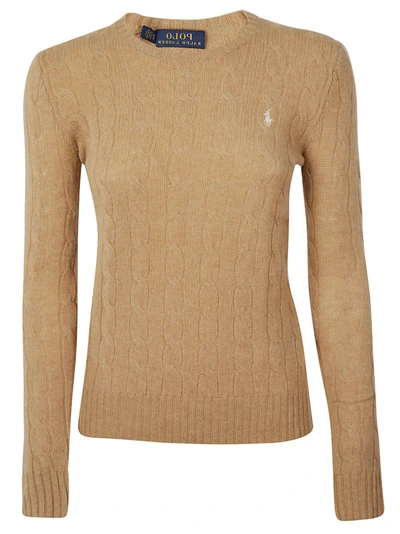 Shop Polo Ralph Lauren Logo Cable-knit Sweater In Brown