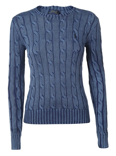 Shop Polo Ralph Lauren Cable Knit Sweater In Indigo