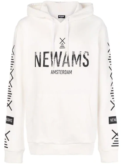 Shop Newams Stamp Logo Hoodie In White